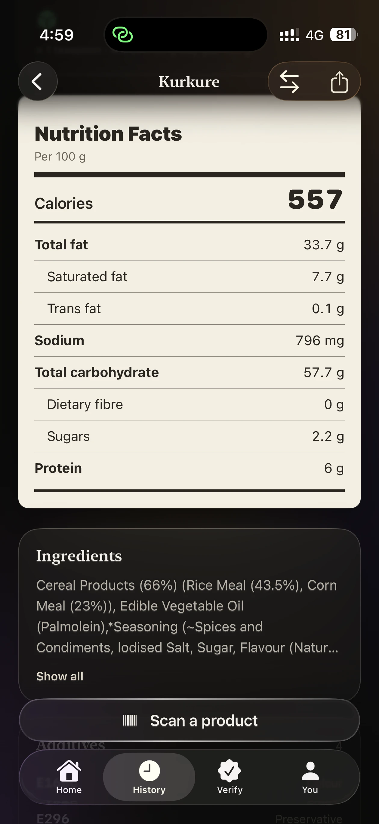 Nutrition Facts & Ingredients
